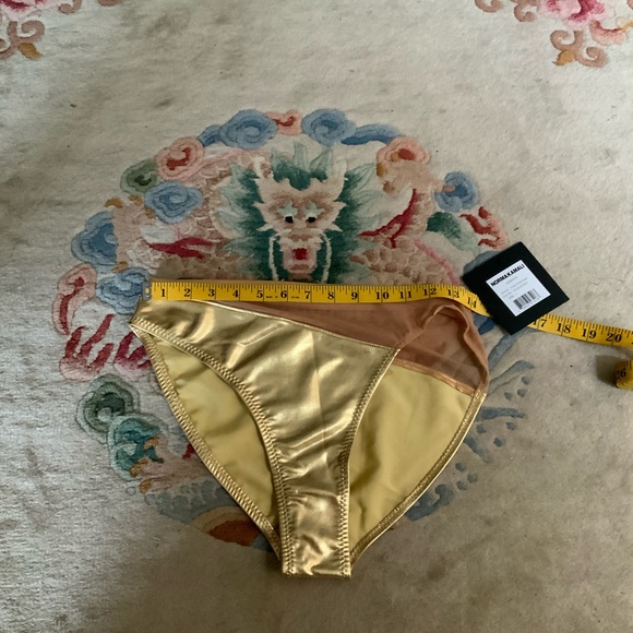 NWT Norma Kamali Snake Mesh Swim Bottom Gold & Sparkly Top Rhinestone w Straps - Picture 11 of 13